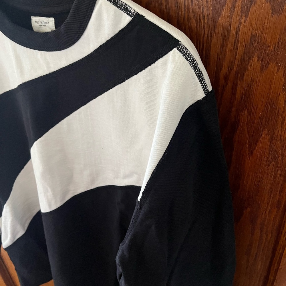 Rag & Bone Black and White Colorblock Cotton Crewneck Sweatshirt Like New size M - Picture 4 of 10
